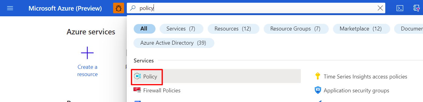 Screenshot showing how to assign a custom workspace through Azure policy.