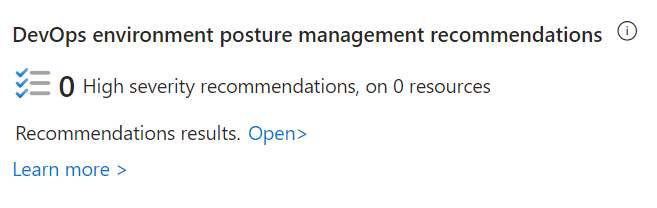 Screenshot showing the posture management recommendations in the security overview page.