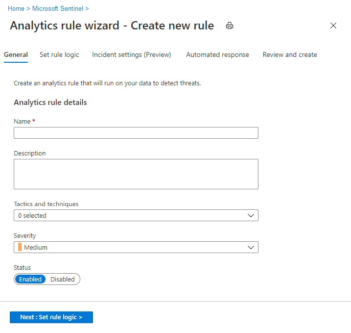Screenshot showing an example of how to create a new rule.