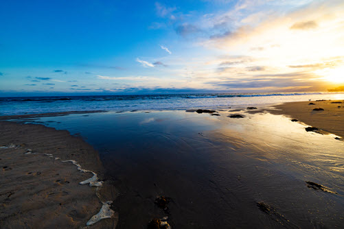 Photograph showing of an ocean shoreline.