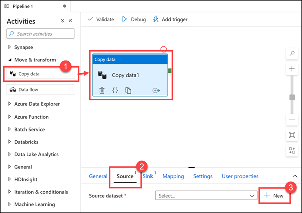 Copy data in Azure Synapse Studio