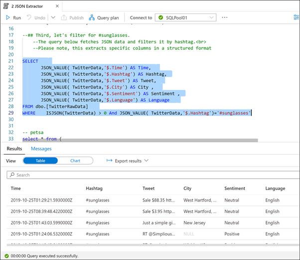 Filter JSON data in Azure Synapse Studio