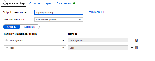 Using the Aggregate Transformation to a Mapping Data Flow in Azure Data Factory