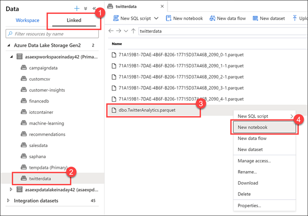 View parquet data in Azure Synapse Studio