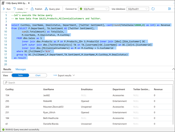 View a sql script in Azure Synapse Studio