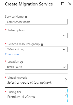 Image showing Create Migration Service