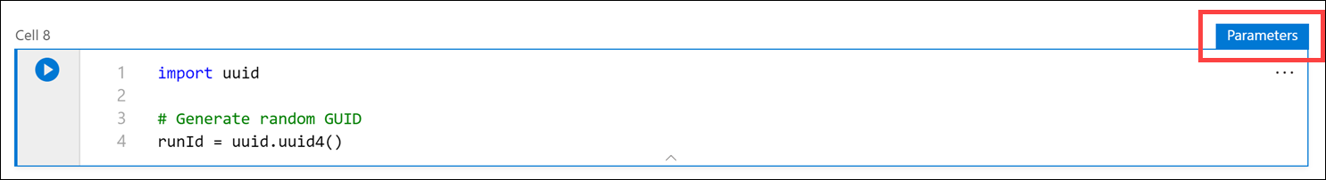 The cell is configured to accept parameters.