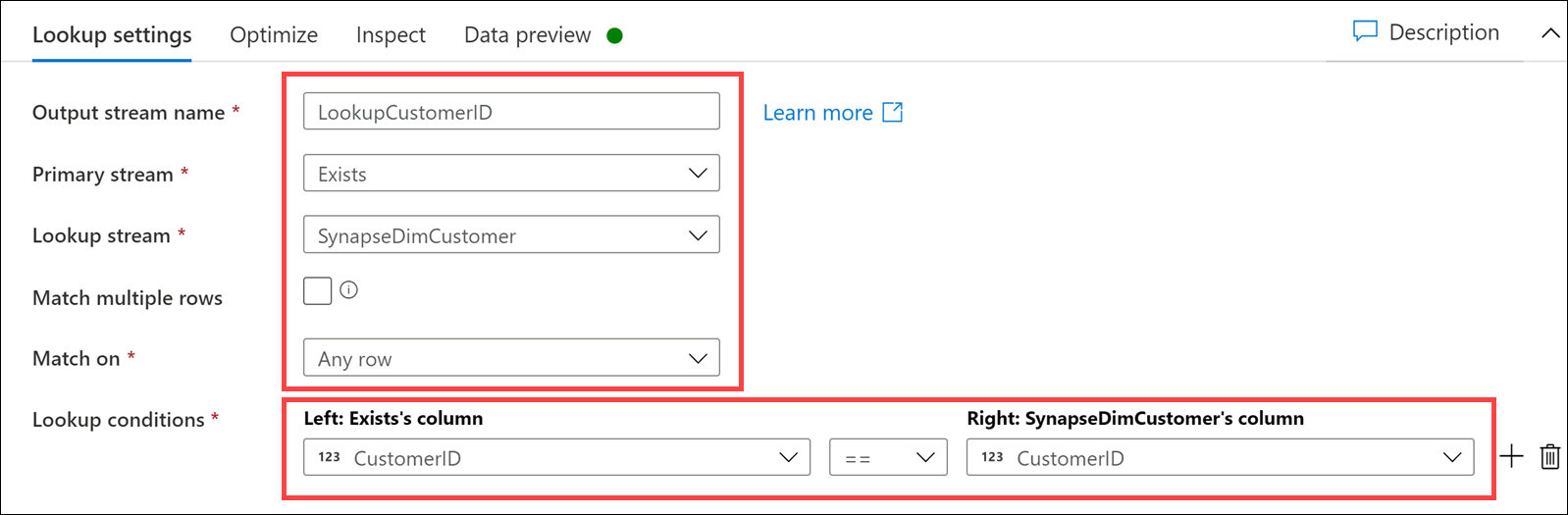 The Lookup settings form is configured as described.