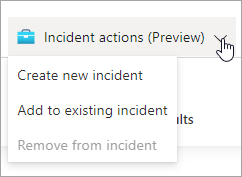 Screenshot of the drop-down menu for incident actions in Microsoft Sentinel.