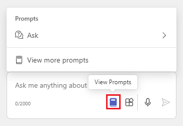 Screenshot showing the View Prompts option in Microsoft 365 applications.