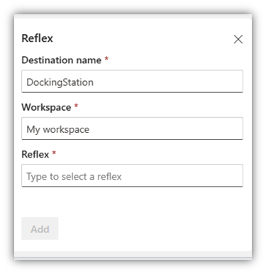 Screenshot showing the Create a new Reflex.