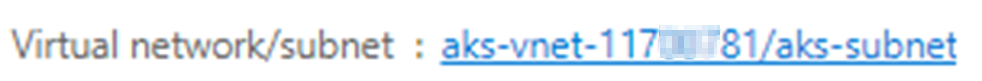 Screenshot of virtual network/subnet value.