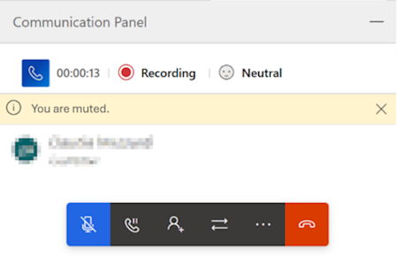 Screenshot that shows a 'You are muted' message to help you solve the issue during a voice call.