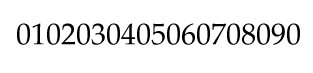 Screenshot that shows the numbers 1 through 9 with a zero in between each number.