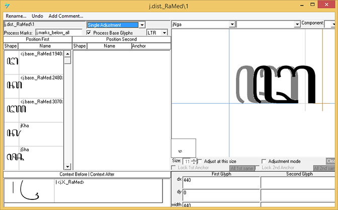 Screenshot that shows the 'dist' feature used to adjust distances.