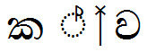 Illustration that shows a sequence with ligatures used in Sinhala.