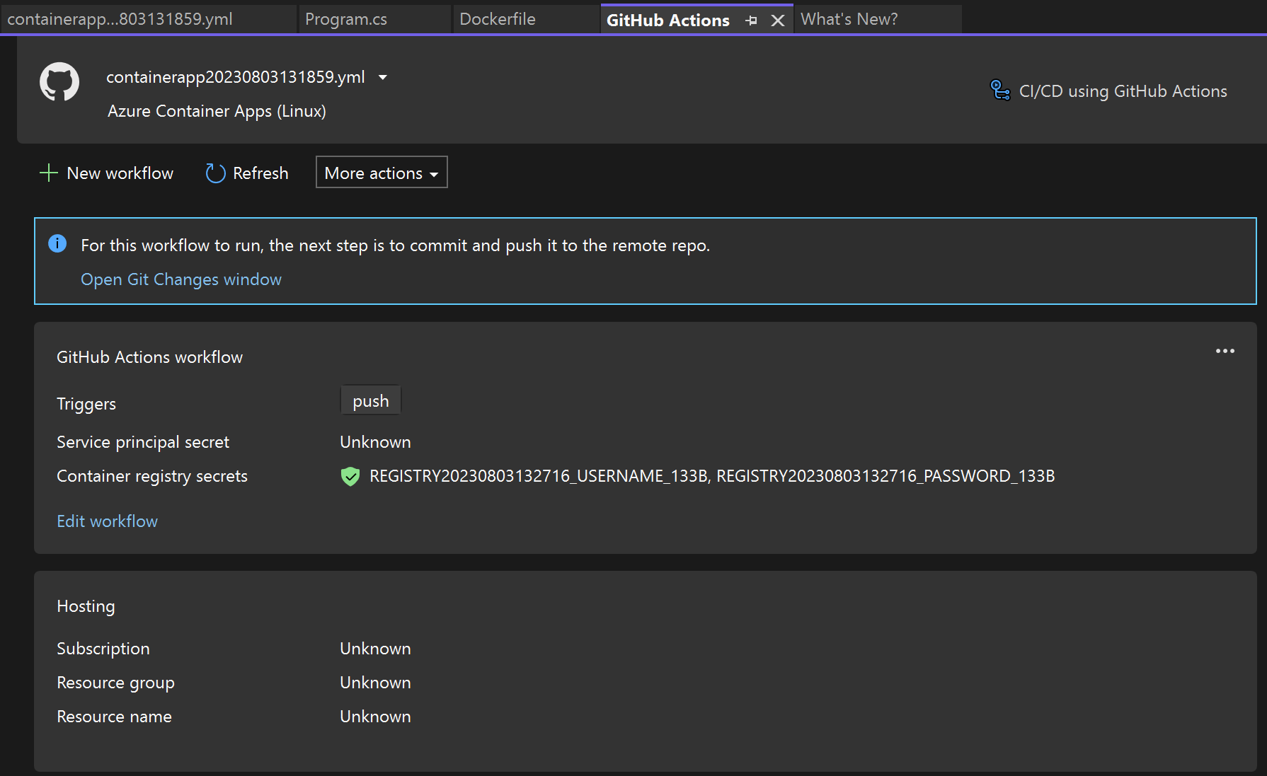 Screenshot of GitHub Actions tab.