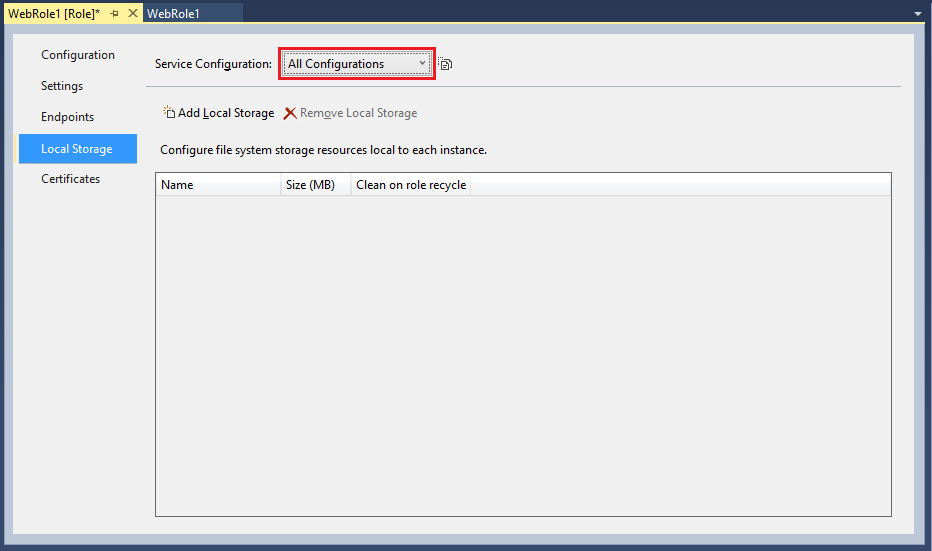 Service Configuration list 3