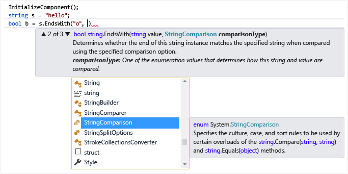 Parameter Info in a C# code file