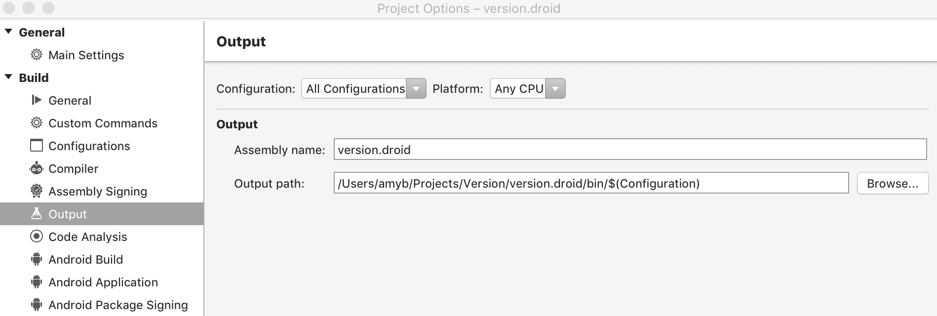 Change output path