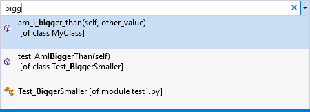 Screenshot that shows the Go To command in Visual Studio.