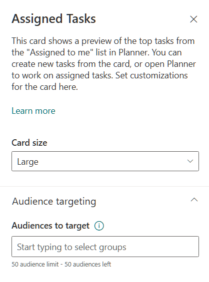 Screenshot showing how to choose a card size.