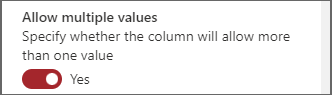 Screenshot of the toggle to allow multiple values