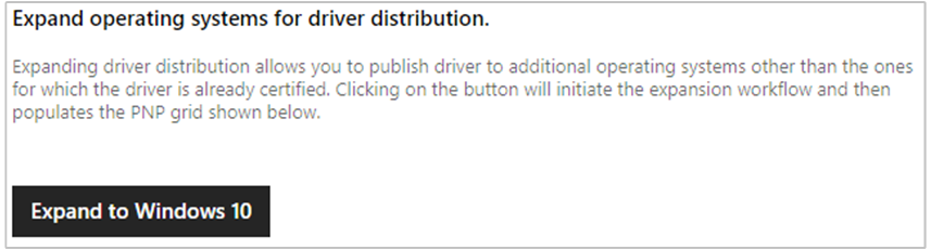 Expansion button for a Windows 8.1 driver.