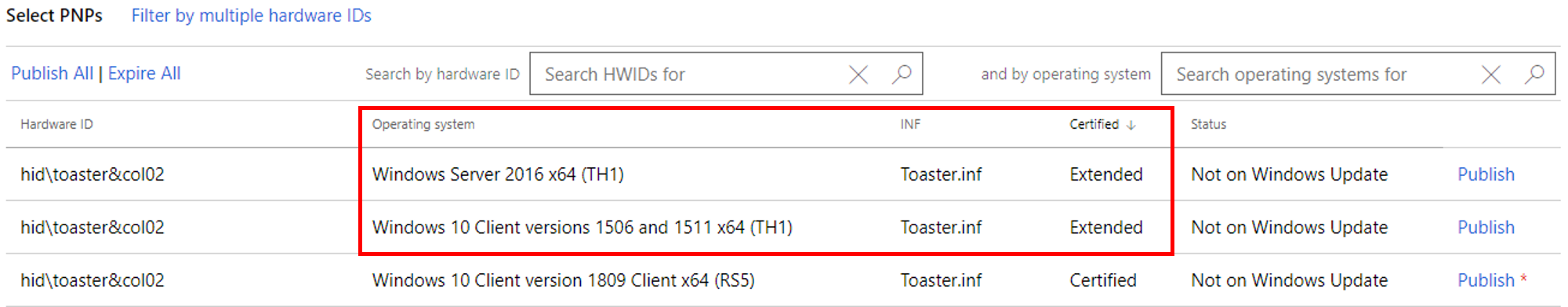 UI showing that a submission has extended grid entries.