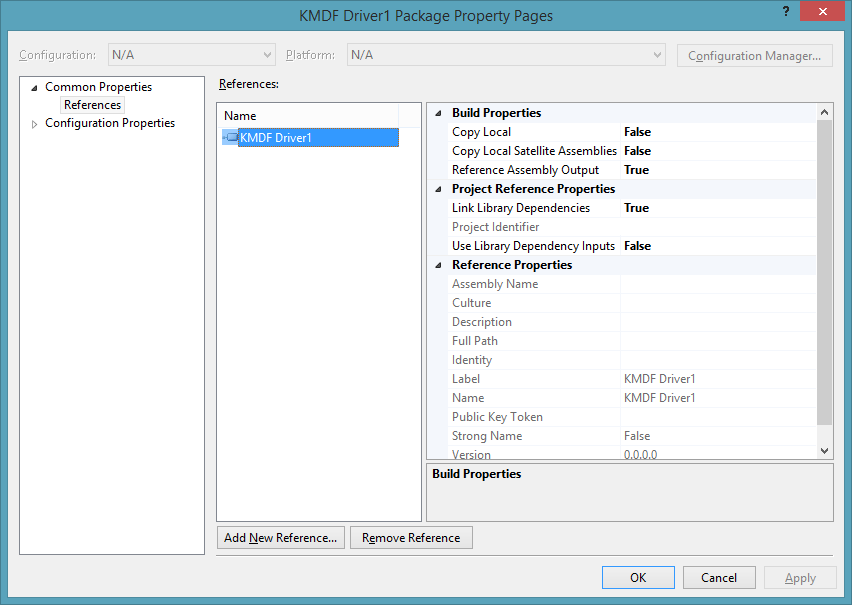 driver package properties.