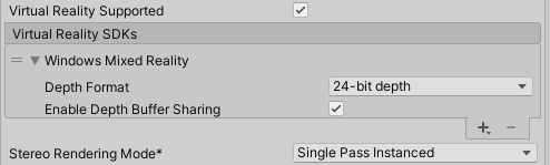 Legacy XR depth settings