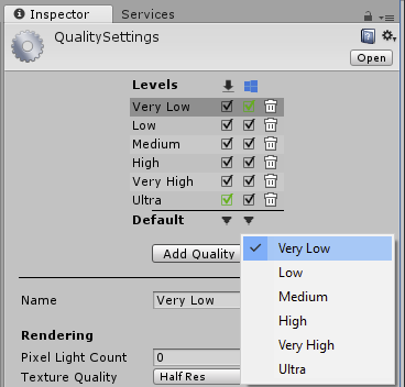 Unity quality settings for HoloLens