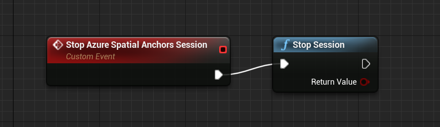 Blueprint of stop azure spatial anchors sessions custom event and stop session function