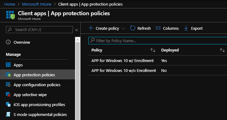 Microsoft Intune: Pick your user groups that should get the policy when it's deployed.