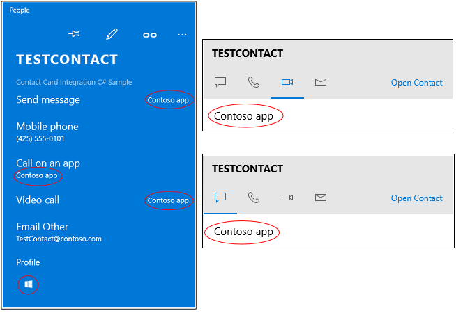 Contact card and mini contact card