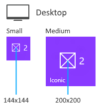 icon sizing on small and medium tiles, on desktop