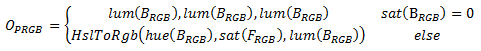 Mathematical formula for a saturation blend effect.