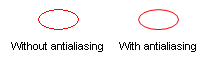 screen shot of two ellipses: the one with antialiasing appears noticably smoother