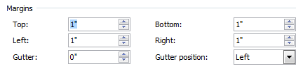 screen shot of 'margins' spin control 