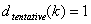 Shows d subscript tentative (k) equal to 1.