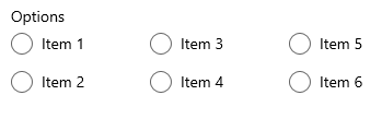 Six radio buttons arranged in three columns