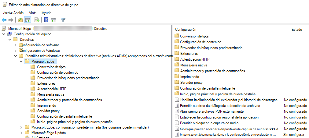 Directivas de Microsoft Edge