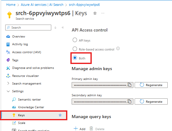 Recorte de pantalla que muestra la configuración de control de acceso de API.