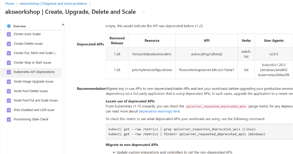 Captura de pantalla de Azure Portal que muestra la sección 