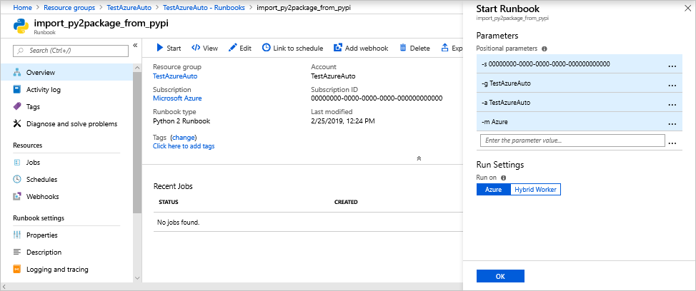 Captura de pantalla en la que se muestra la página de información general de _py2package_from_pypi con el panel 