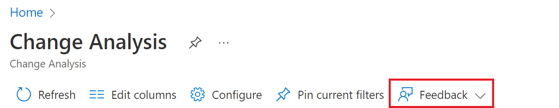 Screenshot of feedback button in Change Analysis tab