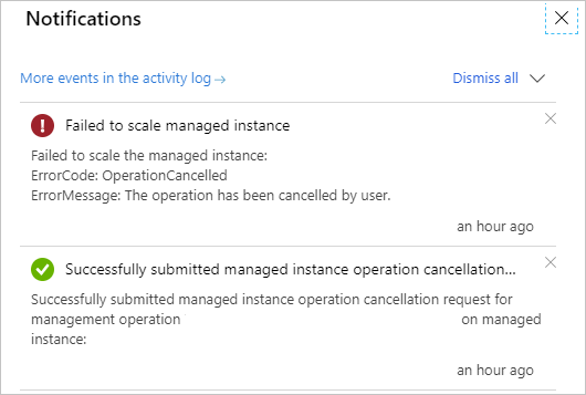 Resultado de la operación de cancelación