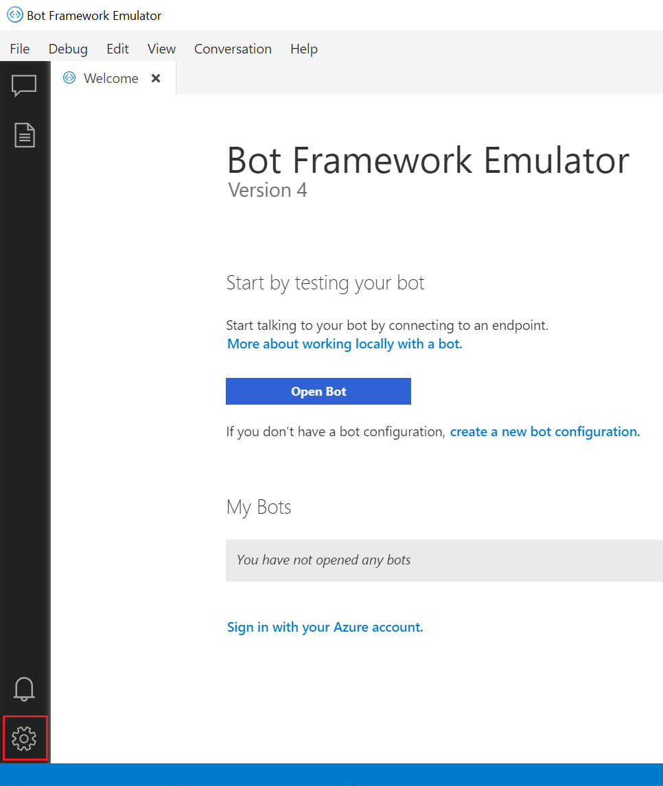 Botón Configuración del emulador