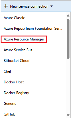 Captura de pantalla que muestra la selección de Azure Resource Manager.