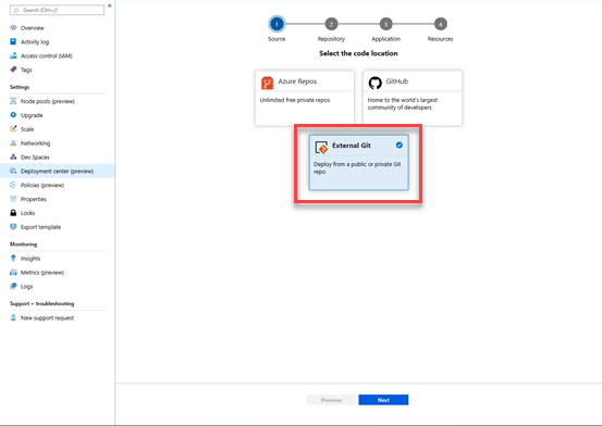 Implemente en AKS desde los repositorios de Git externos.